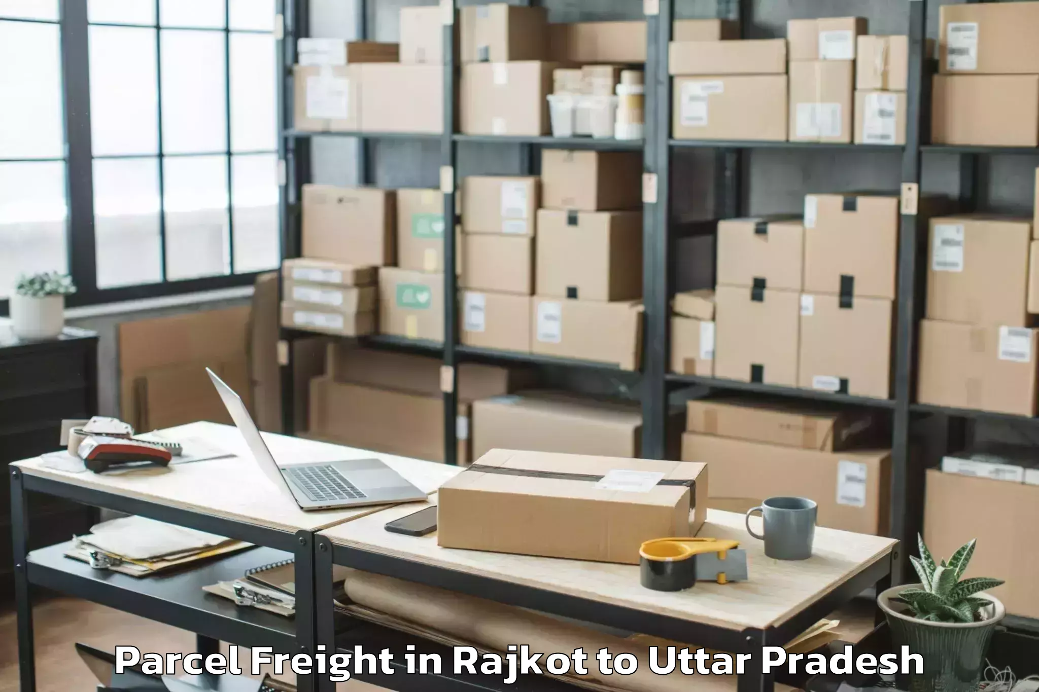 Top Rajkot to Samthar Parcel Freight Available